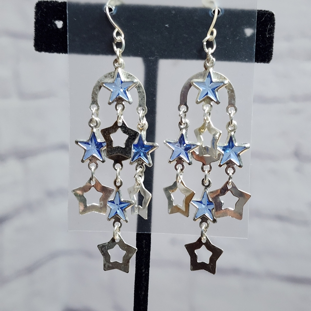 Fashion Earrings Women's/ Blue and Silver Stars/NWT